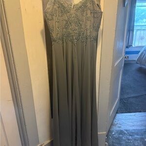 Nina Canacci Gray Embroidered Maxi Dress